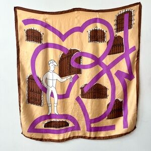 1950s Vintage 21 Club Silk Jockey Scarf by Ray Strauss 30” Square